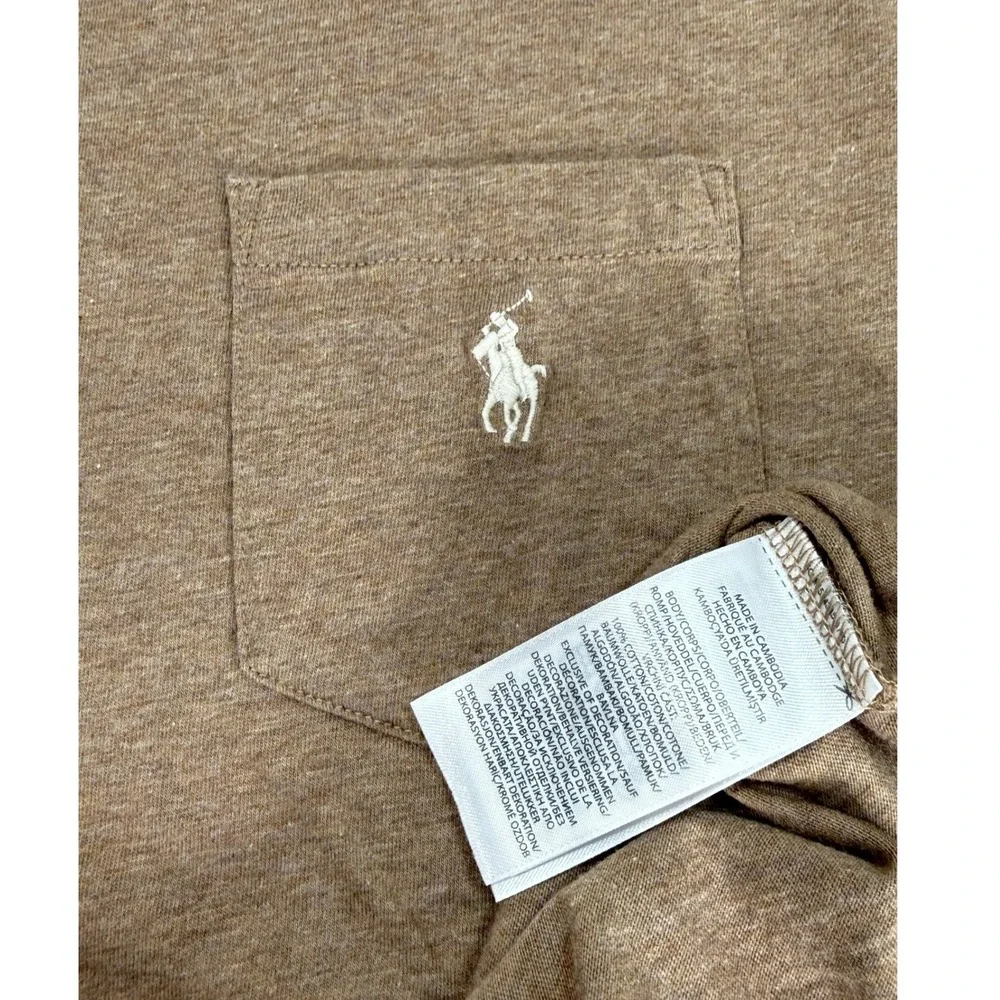 Polo Ralph Lauren Mens Classic Fit Jersey Pocket T-shirt Brown Heather Small